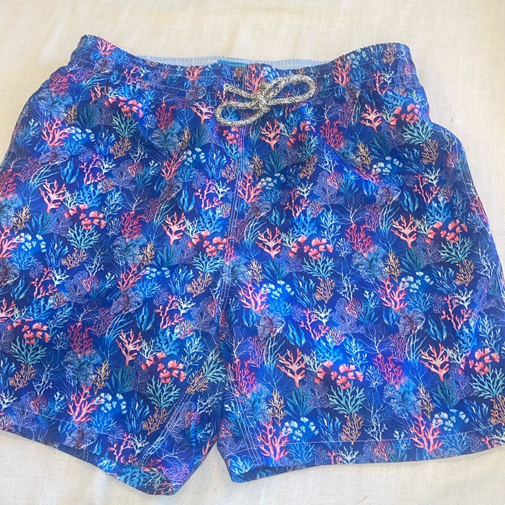 28078 Michael's Men's Swim Trunks Shorts Blue Coral Star Fish Liner MEDIUM